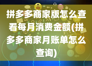 拼多多商家版怎么查看每月消费金额(拼多多商家月账单怎么查询)