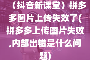 （抖音新课堂）拼多多图片上传失效了(拼多多上传图片失败,内部出错是什么问题)