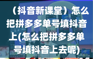 （抖音新课堂）怎么把拼多多单号填抖音上(怎么把拼多多单号填抖音上去呢)