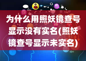 为什么用照妖镜查号显示没有实名(照妖镜查号显示未实名)