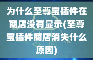 为什么至尊宝插件在商店没有显示(至尊宝插件商店消失什么原因)