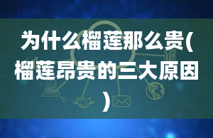 为什么榴莲那么贵(榴莲昂贵的三大原因)