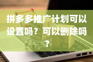 拼多多推广计划可以设置吗？可以删除吗？