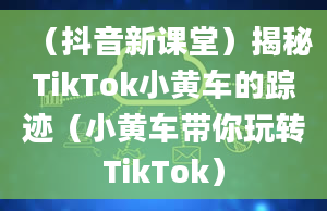 （抖音新课堂）揭秘TikTok小黄车的踪迹（小黄车带你玩转TikTok）