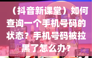 （抖音新课堂）如何查询一个手机号码的状态？手机号码被拉黑了怎么办？