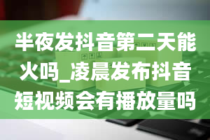 半夜发抖音第二天能火吗_凌晨发布抖音短视频会有播放量吗