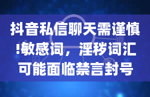 抖音私信聊天需谨慎!敏感词，淫秽词汇可能面临禁言封号