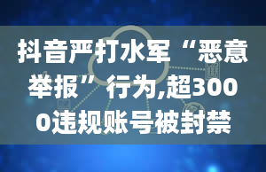 抖音严打水军“恶意举报”行为,超3000违规账号被封禁