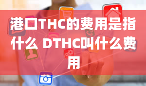 港口THC的费用是指什么 DTHC叫什么费用