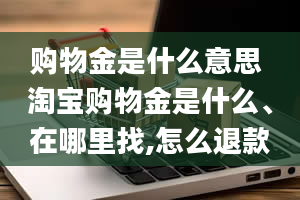 购物金是什么意思 淘宝购物金是什么、在哪里找,怎么退款