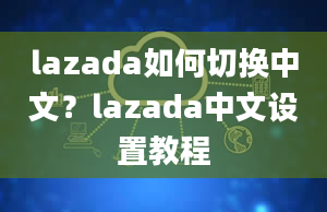 lazada如何切换中文？lazada中文设置教程