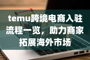 temu跨境电商入驻流程一览，助力商家拓展海外市场