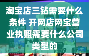 淘宝店三钻需要什么条件 开网店网宝营业执照需要什么公司类型的