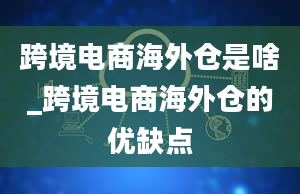 跨境电商海外仓是啥_跨境电商海外仓的优缺点