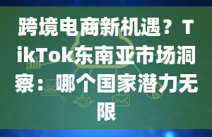 跨境电商新机遇？TikTok东南亚市场洞察：哪个国家潜力无限