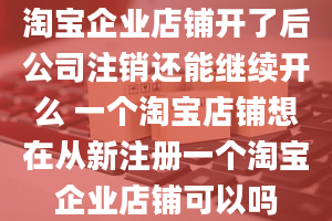 淘宝企业店铺开了后公司注销还能继续开么 一个淘宝店铺想在从新注册一个淘宝企业店铺可以吗