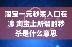 淘宝一元秒杀入口在哪 淘宝上所谓的秒杀是什么意思