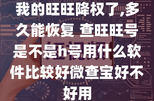 我的旺旺降权了,多久能恢复 查旺旺号是不是h号用什么软件比较好微查宝好不好用