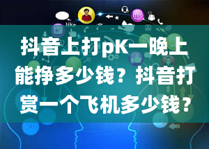 抖音上打pK一晚上能挣多少钱？抖音打赏一个飞机多少钱？