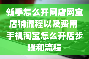 新手怎么开网店网宝店铺流程以及费用 手机淘宝怎么开店步骤和流程