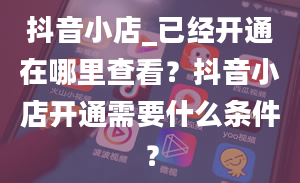 抖音小店_已经开通在哪里查看？抖音小店开通需要什么条件？