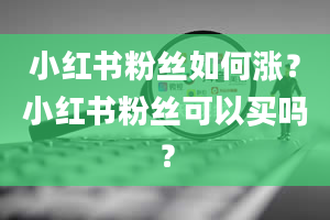 小红书粉丝如何涨？小红书粉丝可以买吗？