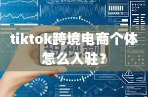 tiktok跨境电商个体怎么入驻？