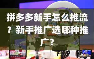 拼多多新手怎么推流？新手推广选哪种推广？