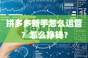 拼多多新手怎么运营？怎么挣钱？