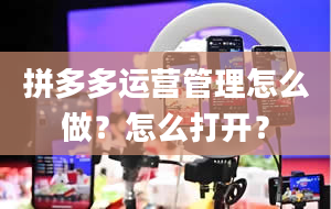 拼多多运营管理怎么做？怎么打开？