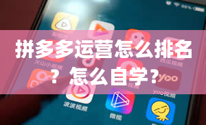 拼多多运营怎么排名？怎么自学？