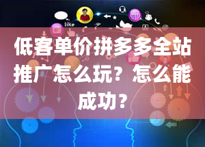 低客单价拼多多全站推广怎么玩？怎么能成功？