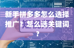 新手拼多多怎么选择推广？怎么选关键词？