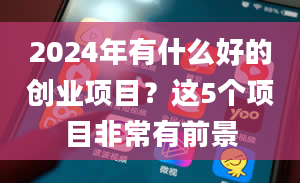 2024年有什么好的创业项目？这5个项目非常有前景