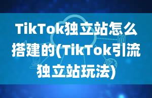 TikTok独立站怎么搭建的(TikTok引流独立站玩法)